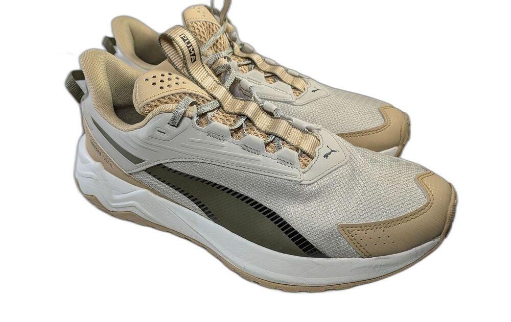 Men’s Puma lite Trail Running Shoes Green, grey, beige | Size 9.5 US